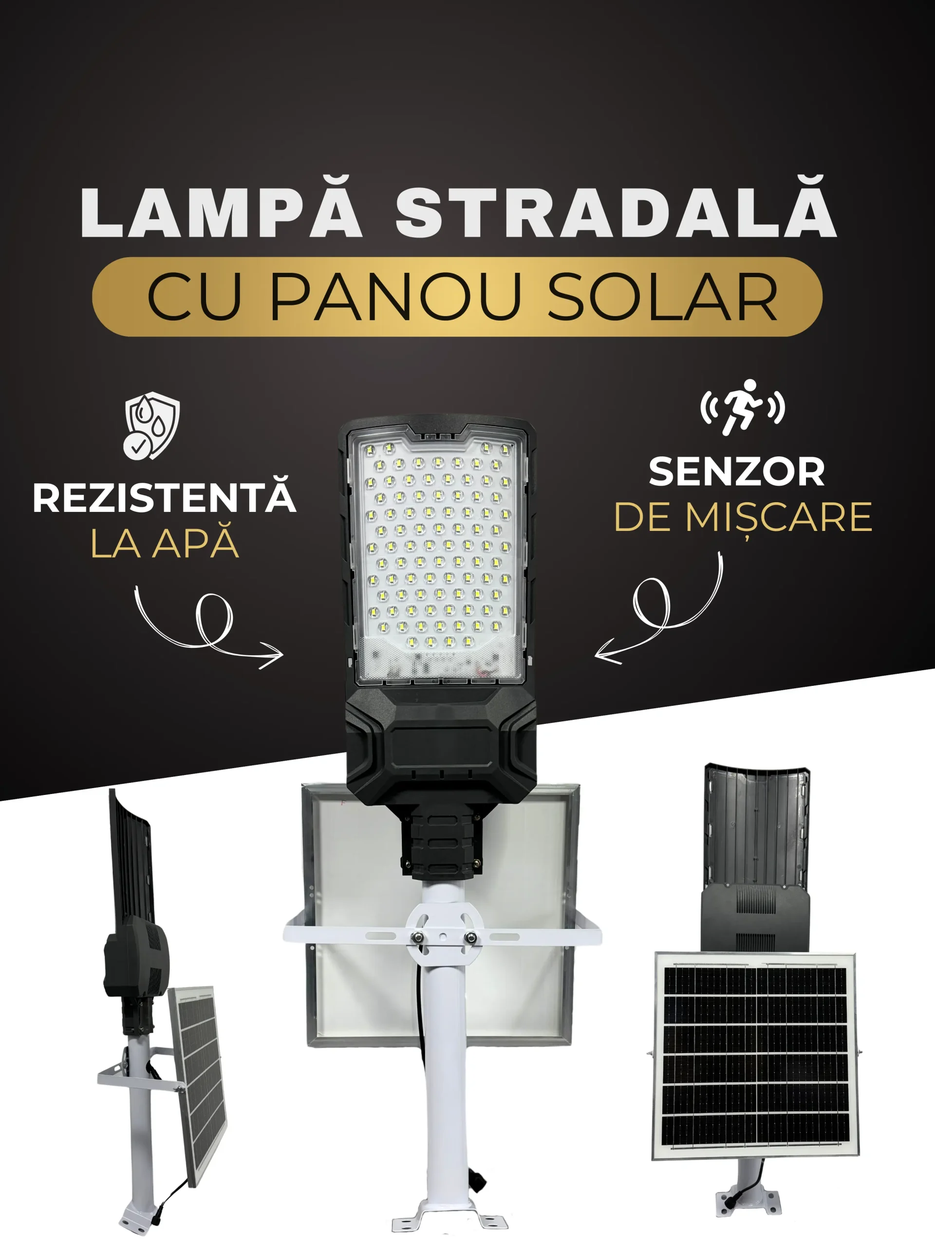Lampa Solara 100W  Panou Solar Detașabil