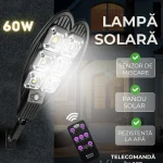Lampa Solara 60W  Panou Solar Incorporat, Telecomanda și senzor de mișcare