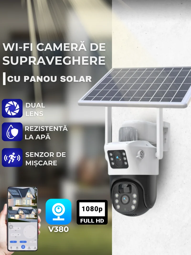 Camera de supraveghere 4G 2 lentile,panou Solar  V380