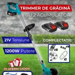 Trimer de gradina cu 2 acumulatori