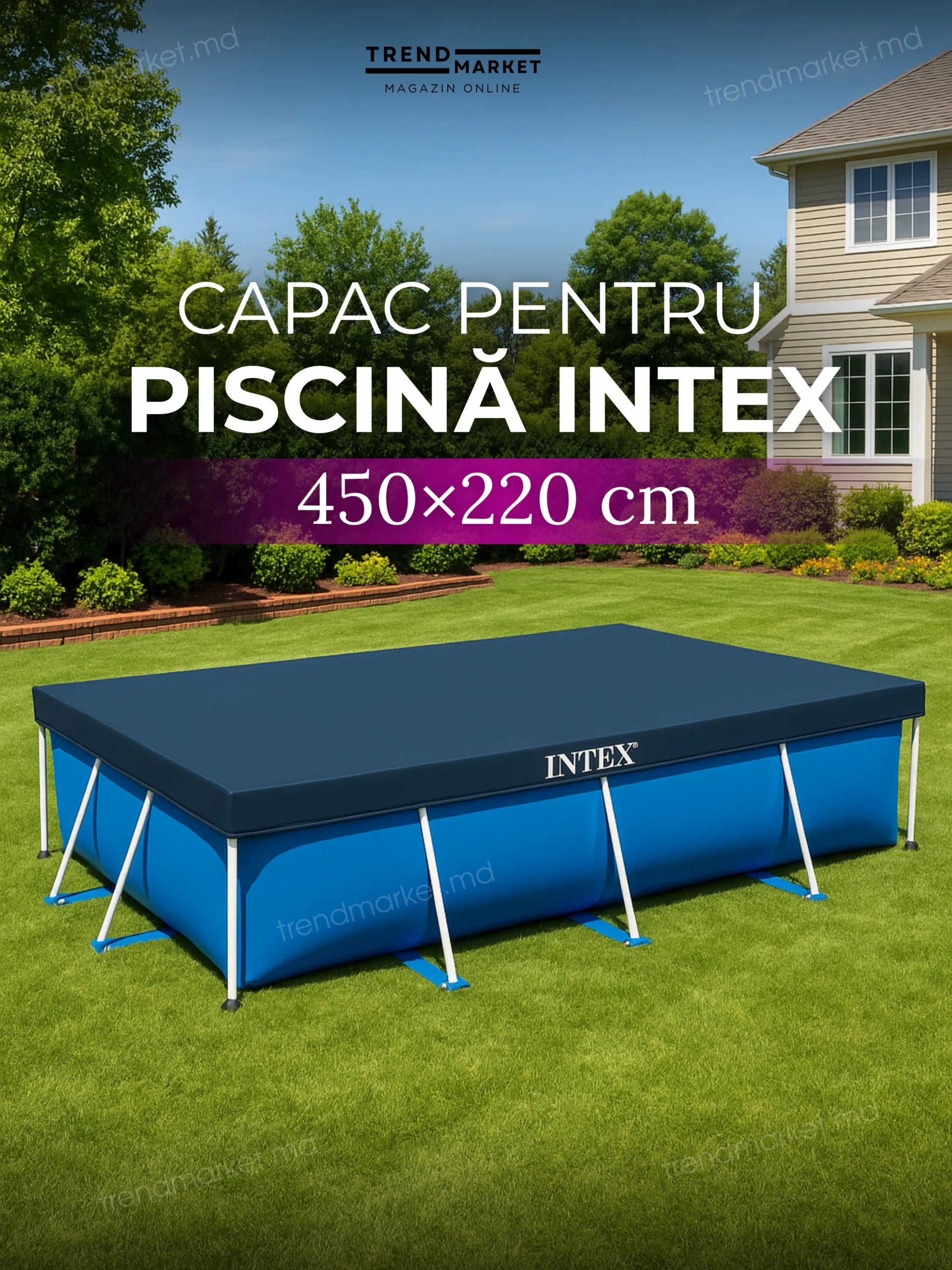 Capac 450x220 cm pentru piscine cu rama Intex 28039