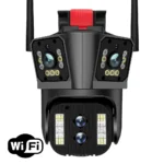 Camera de supraveghere Zoom 10X, WIFI 8K, 16MP, 4 lentile, Control din aplicatie, Comunicare bidirectionala, Urmarire automata