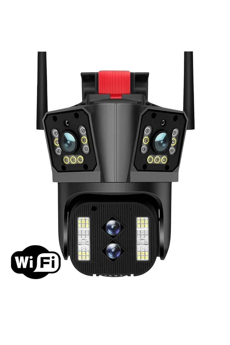 Camera de supraveghere Zoom 10X, WIFI 8K, 16MP, 4 lentile, Control din aplicatie, Comunicare bidirectionala, Urmarire automata