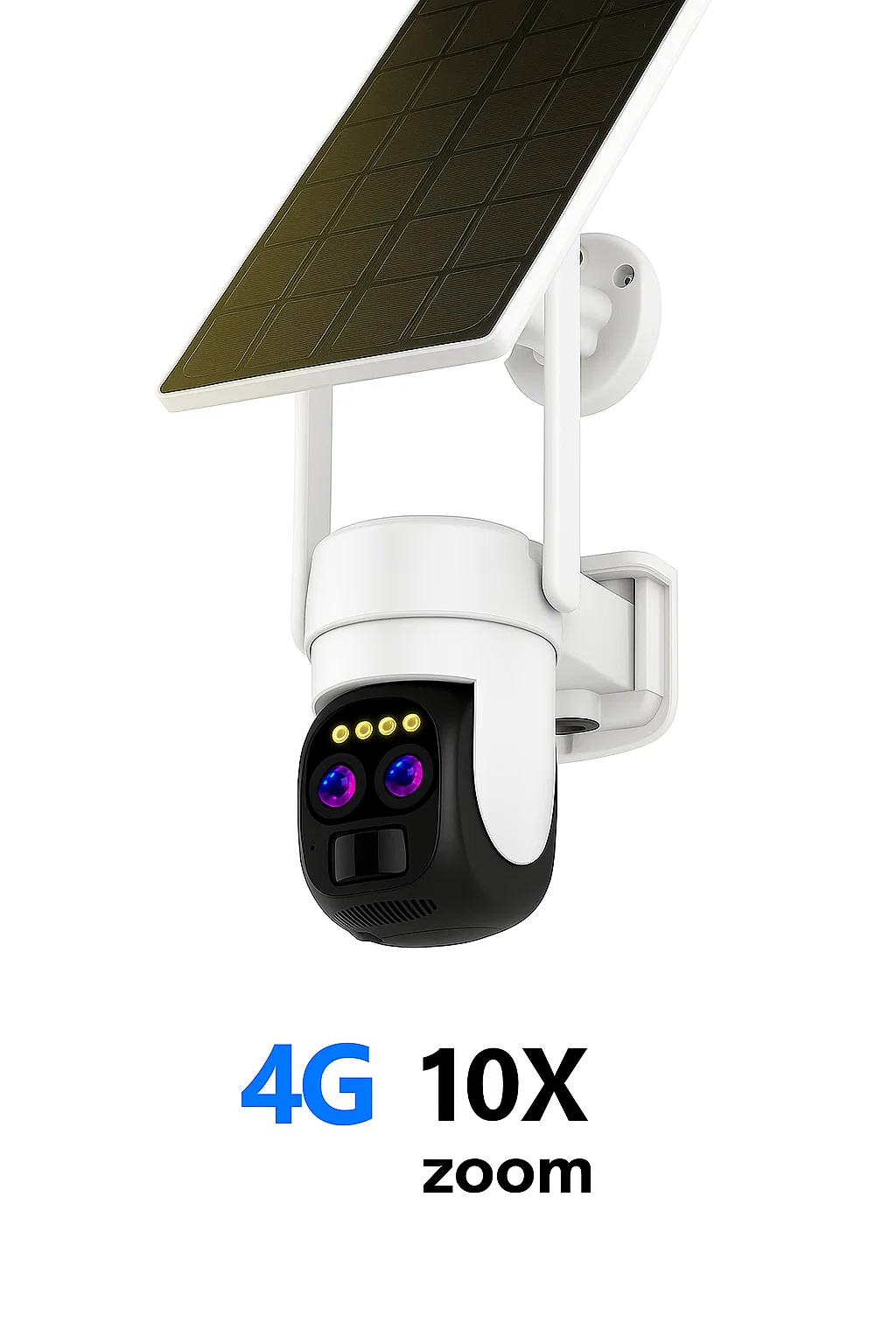 Camera Supraveghere Exterior 4G 4K Ultra HD, Dual Camera 4MP+4MP, 10X Optical ZOOM, Incarcare Solara, Rotire Din Aplicatie, Rezistenta La Apa IP 66