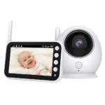 Camera bebeluși cu ecran de 4,3", cameră și telecomandă, vedere largă, vorbire bidirecțională, vedere nocturnă cu infraroșu, 8 cântece de leagăn