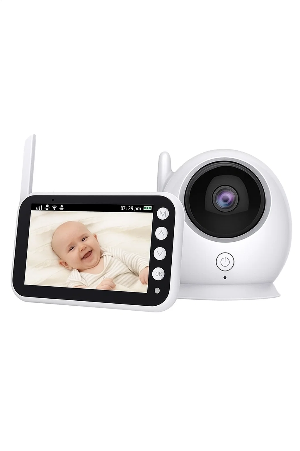 Camera bebeluși cu ecran de 4,3", cameră și telecomandă, vedere largă, vorbire bidirecțională, vedere nocturnă cu infraroșu, 8 cântece de leagăn