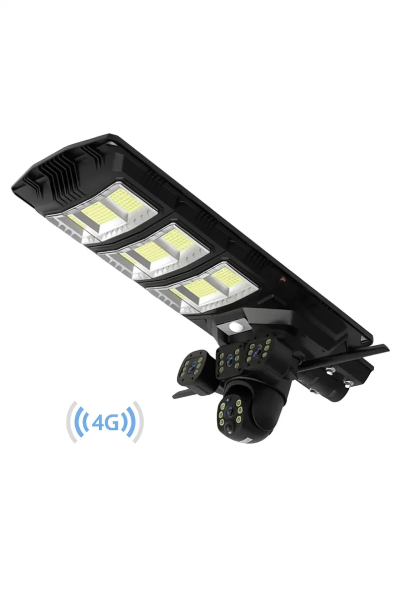 Lampa stradala cu camera 4G si incarcare solara, 9MP, 20000mAh, Wistino Pro, viziune nocturna, IP66, 3 ecrane