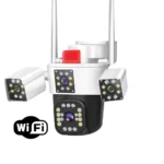 Camera de supraveghere WIFI 6K, 9 MP 3+3+3, 3 lentile, Control din aplicatie, Comunicare bidirectionala, Urmarire automata, Multi lens