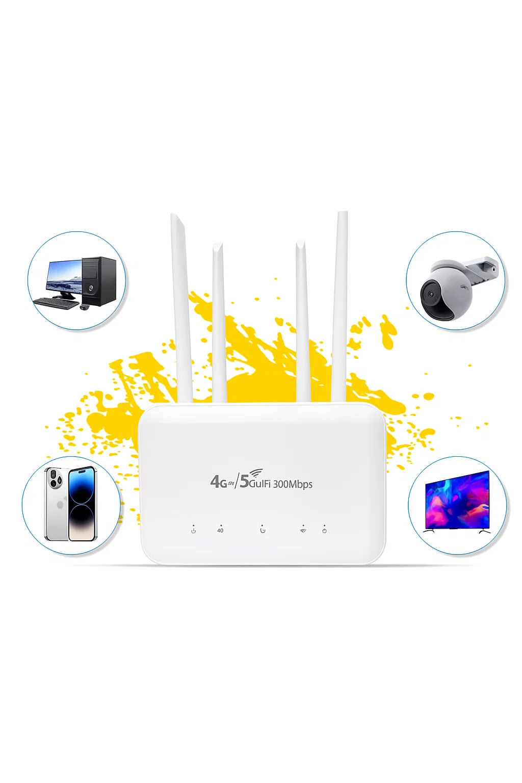 Router WiFi de la cartela 4G  300Mbps, 4 antene externe, acumulator inclus 4000mAh