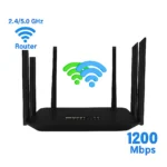 Router WiFi Wireless 2.4G/5.8G, 1200Mbps cu 6 Antene Externe, Semnal puternic, Acoperire extinsa si Functie Duala