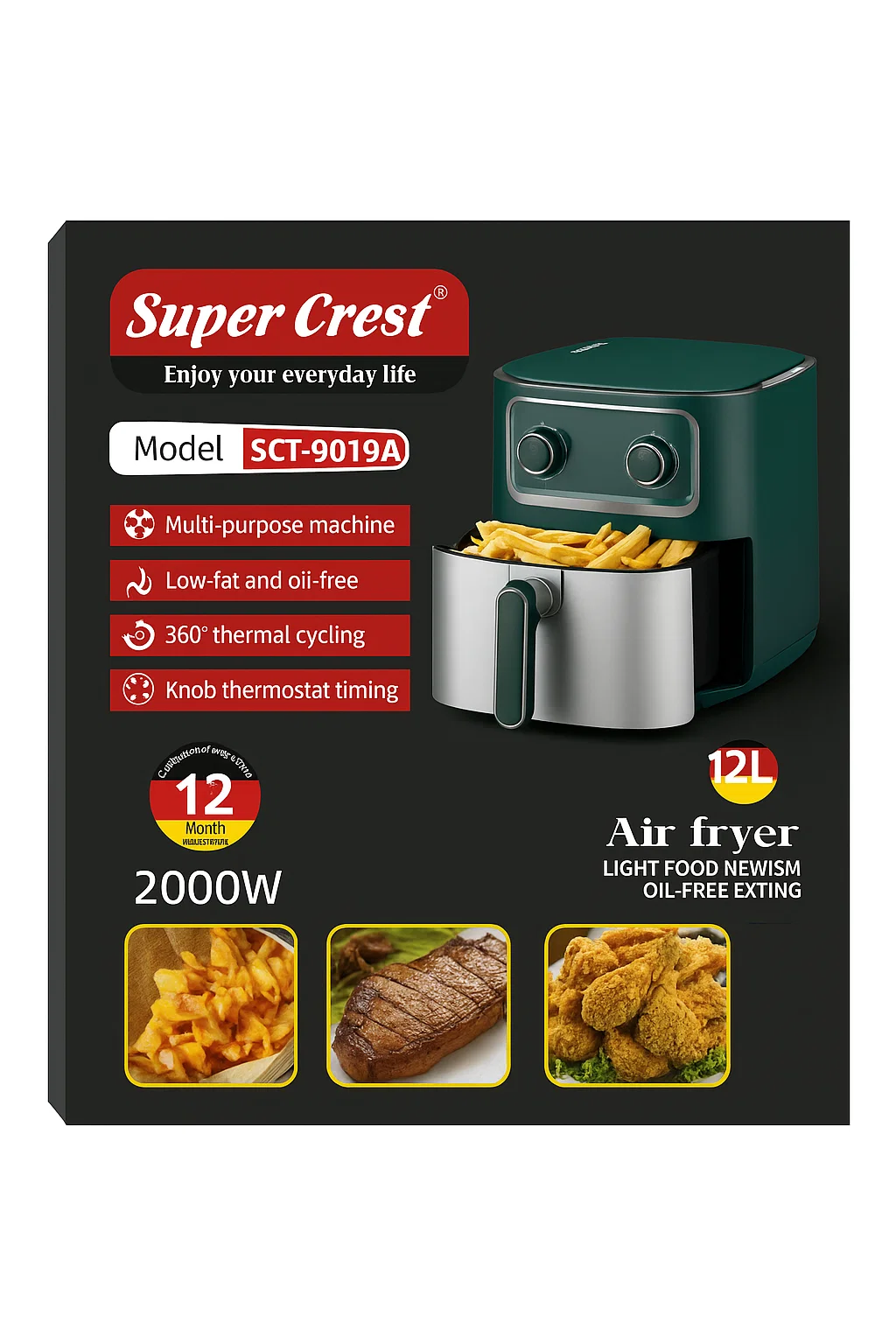 Aerofriteuza Super Crest, SCT-9019A 2000W, 12 L