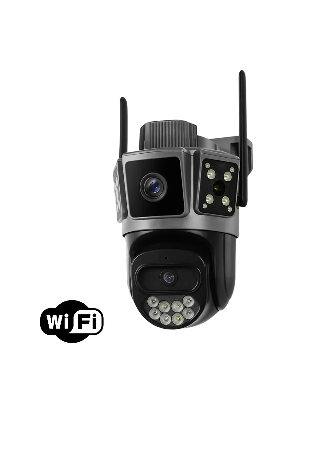 Camera de supraveghere WIFI 6K, 5+5MP, 3 ecrane, Urmarire automata, Control din aplicatie, Rezistenta la apa , Full Color, Aplicatie Okam